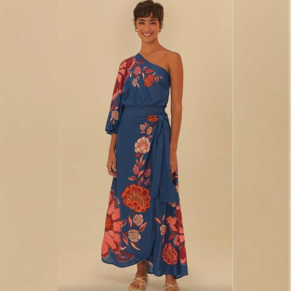 SOLD 💙🌸 FARM Rio Mica Floral Maxi sz S NWOT 🌸💙